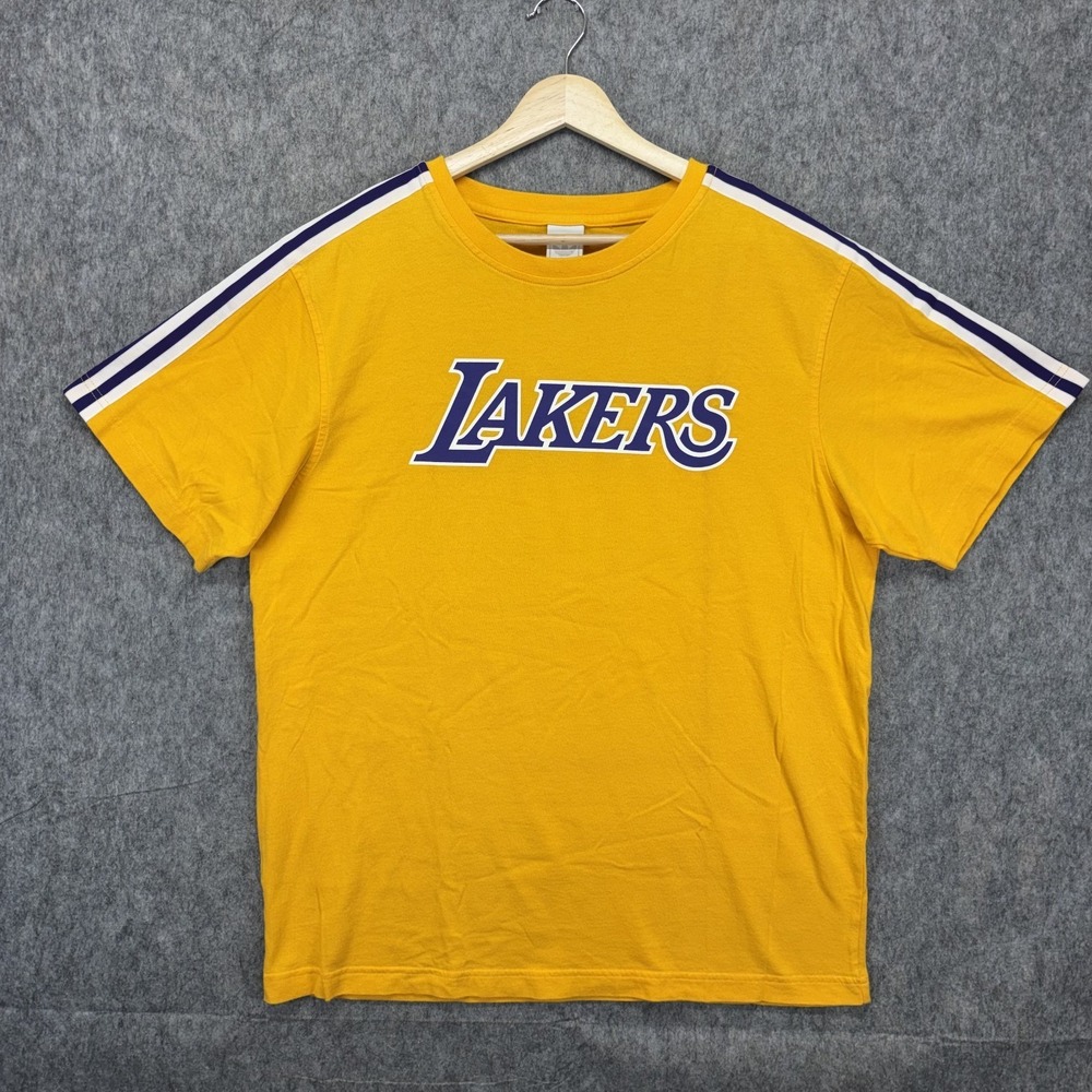 Los Angeles Lakers Adidas T-Shirt Men's Medium Short Sleeve Yellow Kobe Tre Foil